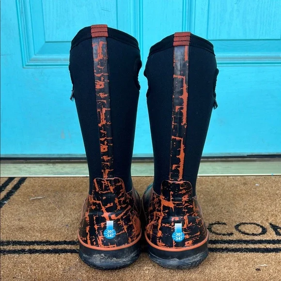 Bogs Black and Orange Patterned Boots - Picture 3 of 5